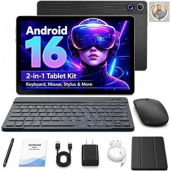 Jeazans 10.1-Inch 2-in-1 Android Tablet Bundle