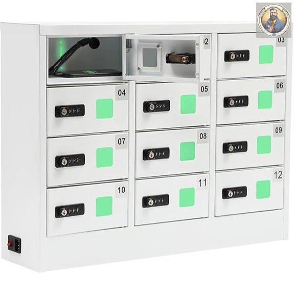 12-Slot Cell Phone Charging Locker with Lock