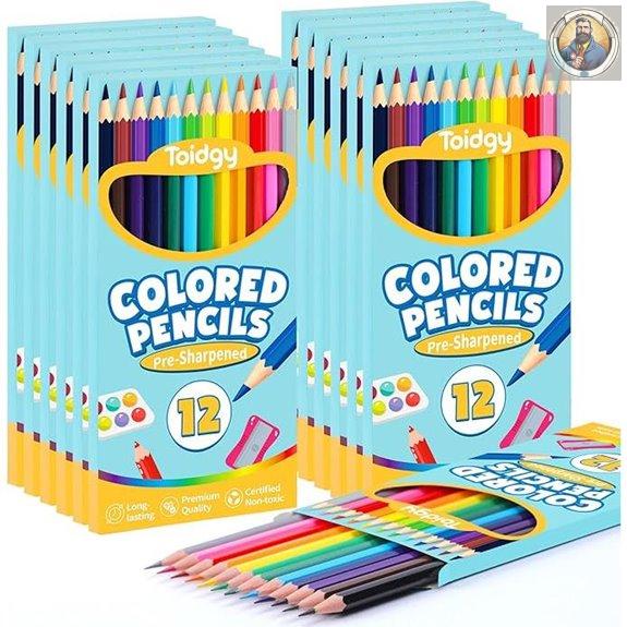 Toidgy 144 Colored Pencils Bulk Set for Kids and School