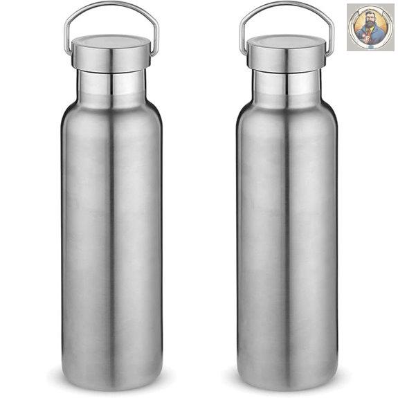Neihepal 20oz Insulated Stainless Steel Water Bottles (2-Pack)