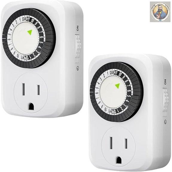 HBN 24-Hour Mechanical Outlet Timer - 2-Pack