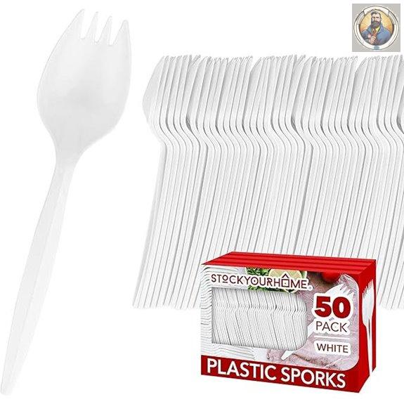 Disposable Sporks (50 Pack) BPA-Free Heavyweight Utensils