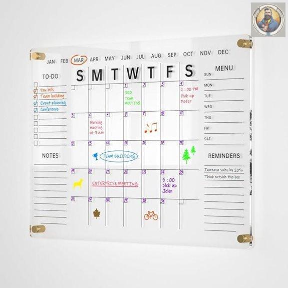 Acrylic Wall Calendar with Markers & Easy Mounting