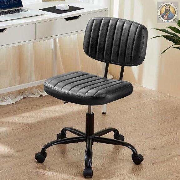 Sweetcrispy Small Office Desk Chair Armless Adjustable Black