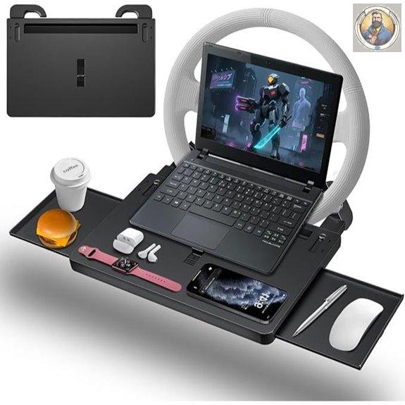 Adjustable Car Steering Wheel Tray with Drawer