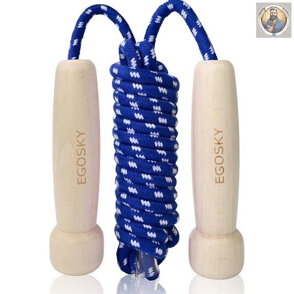 EGOSKY Adjustable Wooden Handle Jump Rope for Fitness