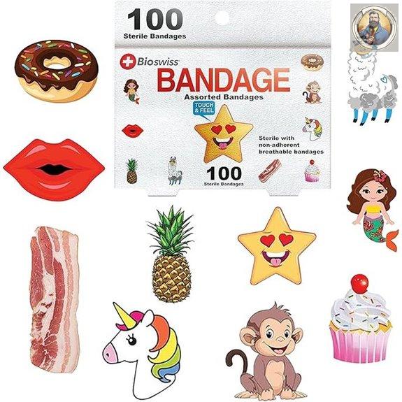BioSwiss Animal & Food-Shaped Bandages (100 Pack)