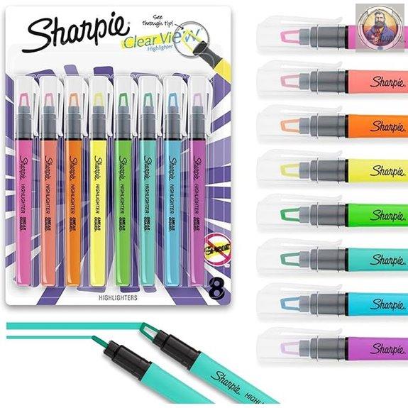 Sharpie Clear View Highlighters Assorted Fluorescent 8-Pack
