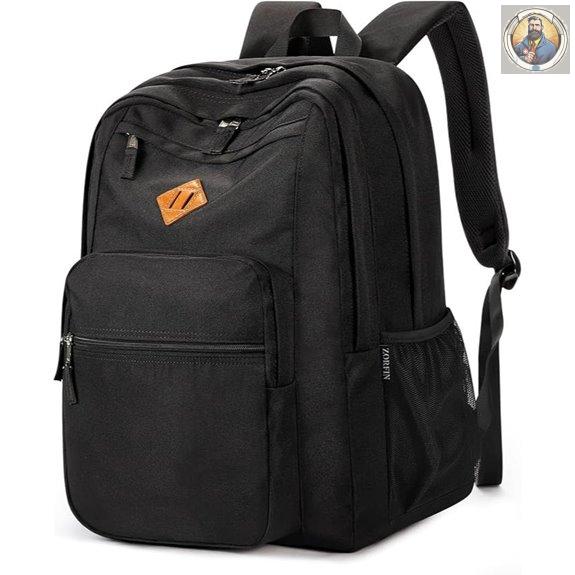 ZORFIN 26L Black Backpack for College and Travel: Water Resistant Bookbag