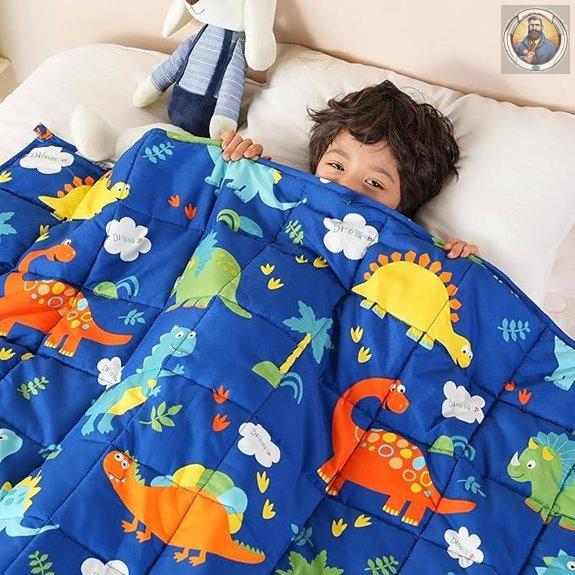 Sivio 5lb Blue Dinosaur Cooling Weighted Blanket