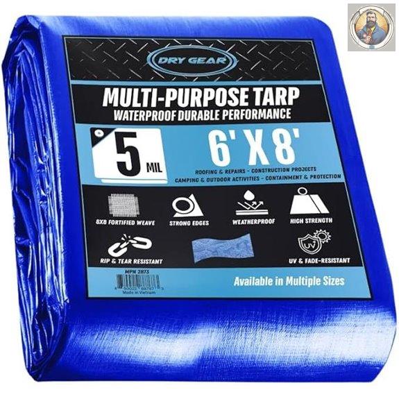 Blue Waterproof Tarp 6x8 for Outdoor Use