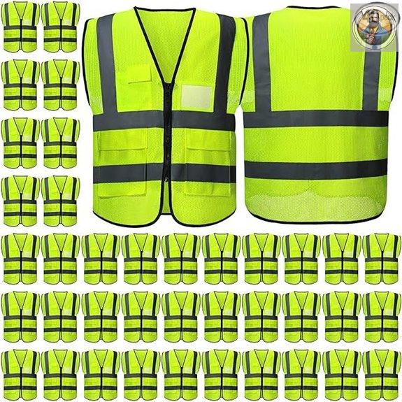 40 Pack Reflective Safety Vests with Mesh Pockets