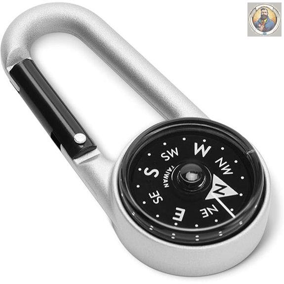 Amazon Basics Carabiner Keychain Compass for Hiking Camping Backpacking