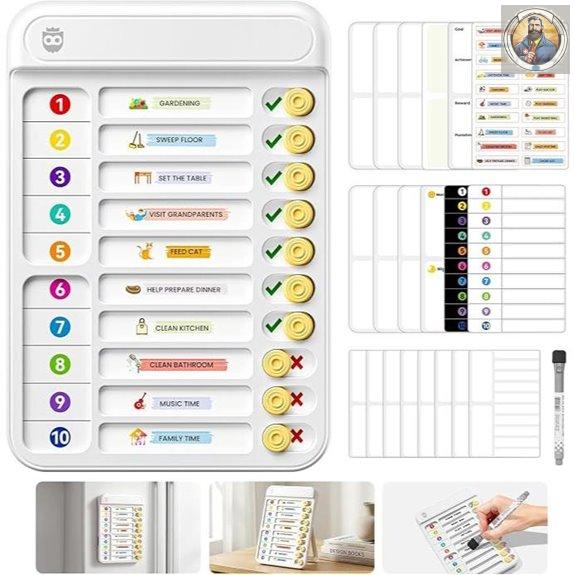 Kids Chore Chart with Magnetic Schedule and Personalizable Sheets