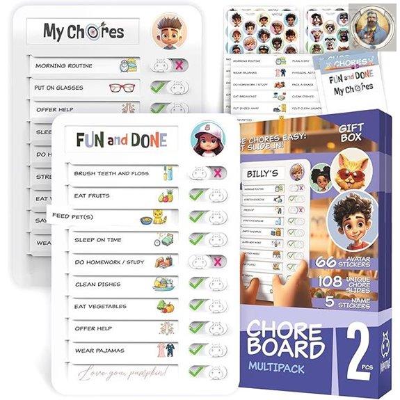 Kids Chore Chart with Stickers & Visual Schedule