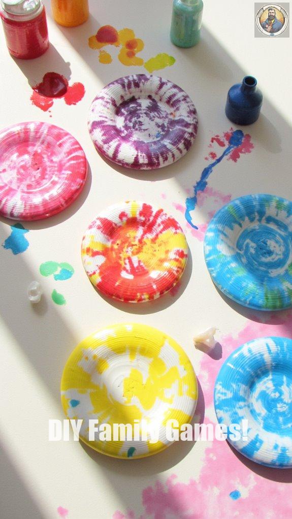colorful frisbee tie dye project