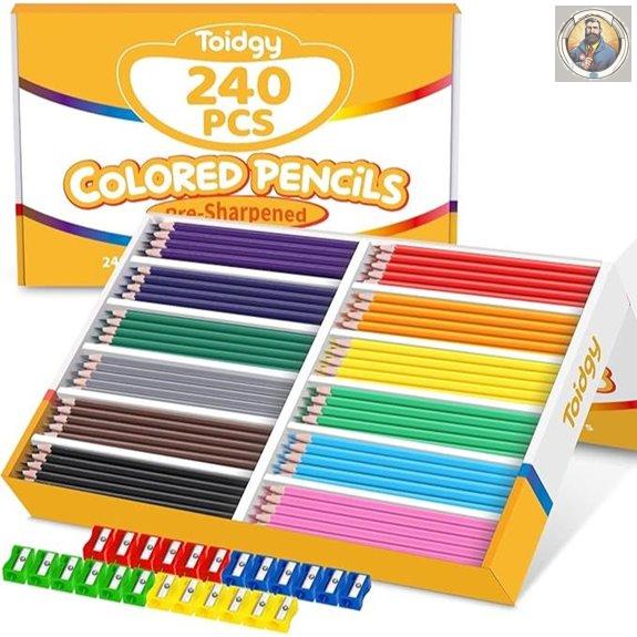 Colored Pencils Bulk Set with Sharpeners for Kids