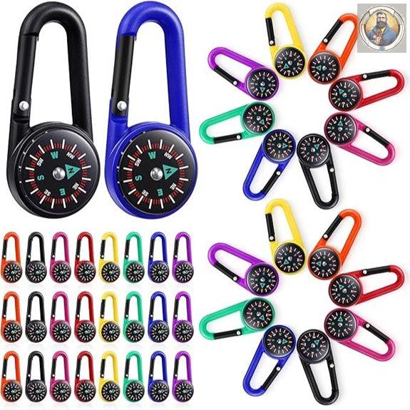 TOODOO 32 Pcs Compass Keychains for Kids Camping