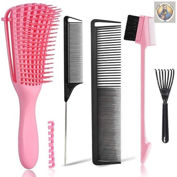 EZ Detangler Brush & Comb Set for Curly Hair