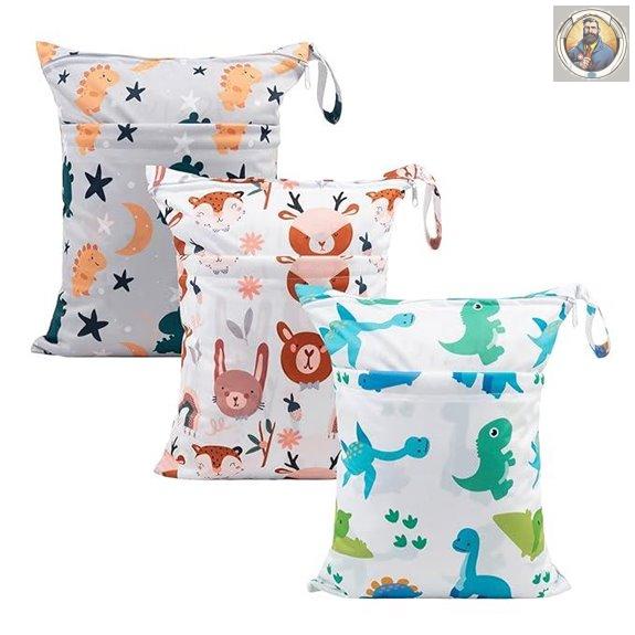 Babygoal Wet Dry Bags for Diapers & Swimsuits (3 Pack)