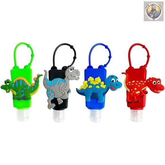 4-Pack Dinosaur Kids Travel Bottles with Keychain