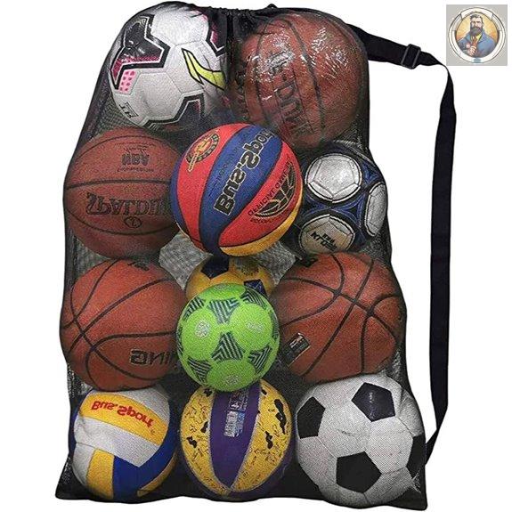 Heavy Duty Mesh Sports Equipment Bag with Adjustable Strap