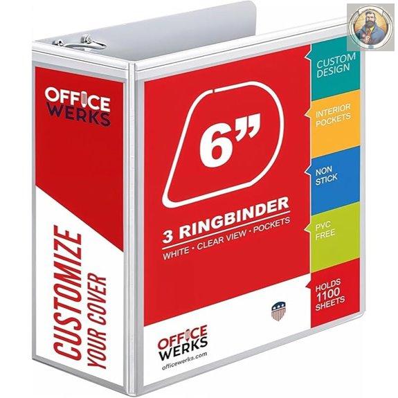 Heavy Duty 3-Ring Binder with Pockets Clear Cover