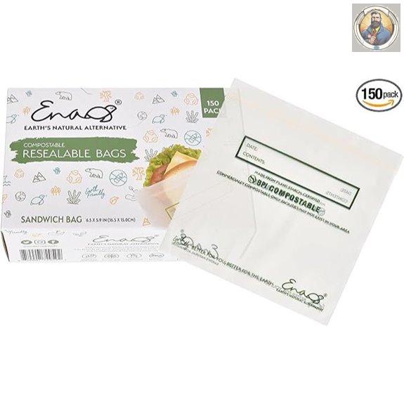 Compostable Sandwich Food Storage Bags (150 Pack)