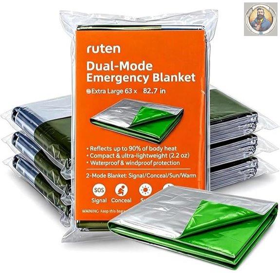 Ruten Double-Sided Emergency Thermal Blankets (4-Pack)