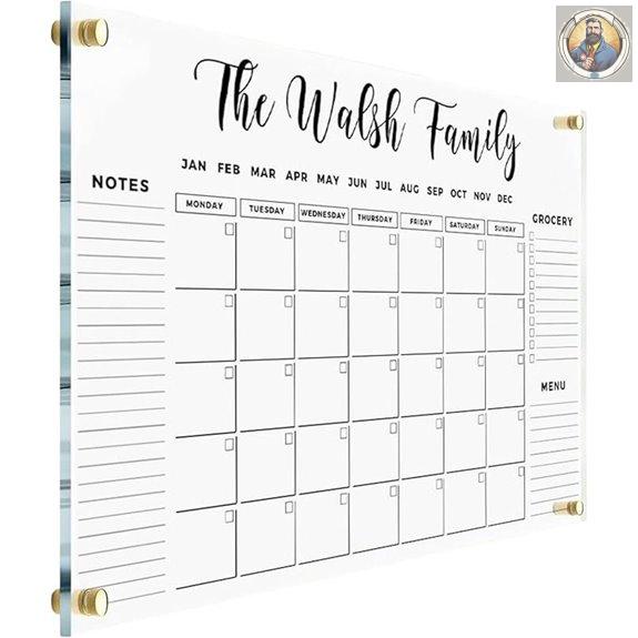 Personalized Acrylic Wall Calendar for Family 2026