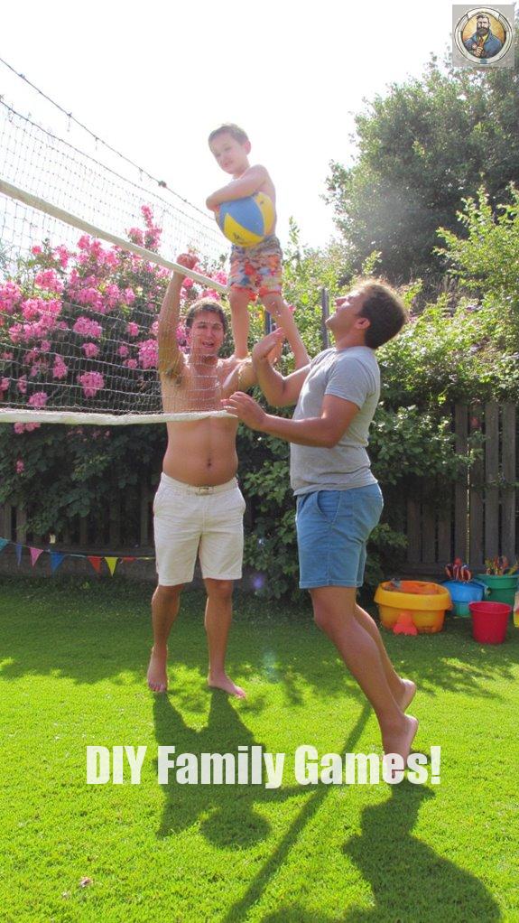 father son backyard sports fun