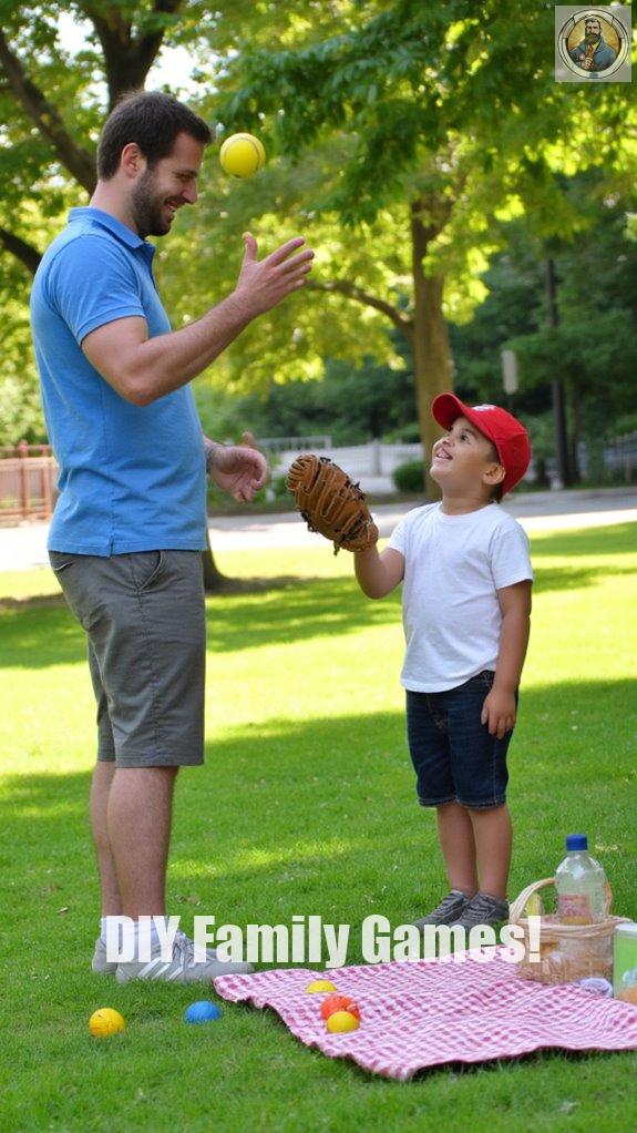 father son catch challenge fun