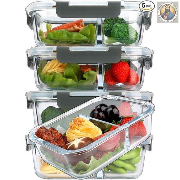 M MCIRCO 5-Pack Glass Meal Prep Containers (36 Oz)