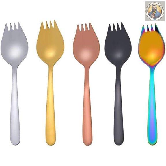 COMIART 5-Piece Stainless Steel Spork Set
