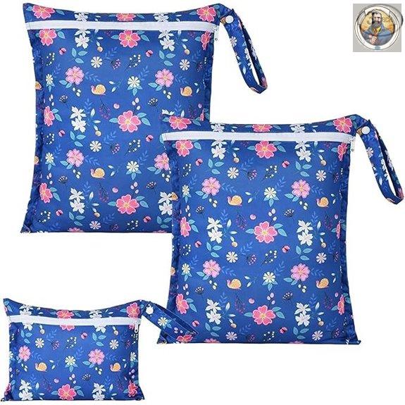 OTraki 3-Pack Waterproof Wet Dry Bags (Flower Pattern)