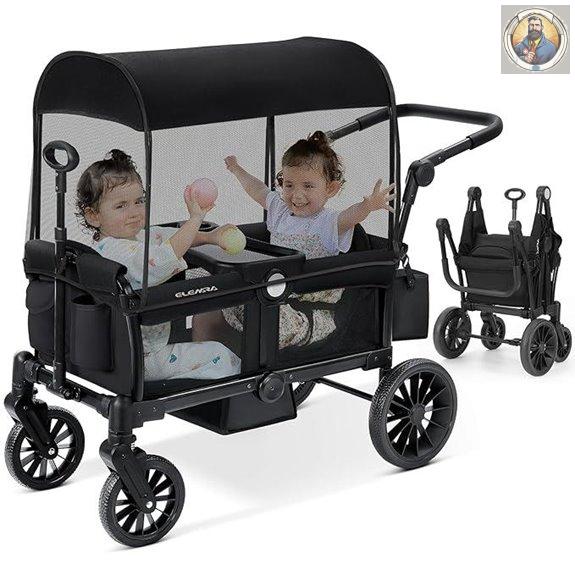 ELEMARA Foldable All-Terrain Kids Wagon with Canopy