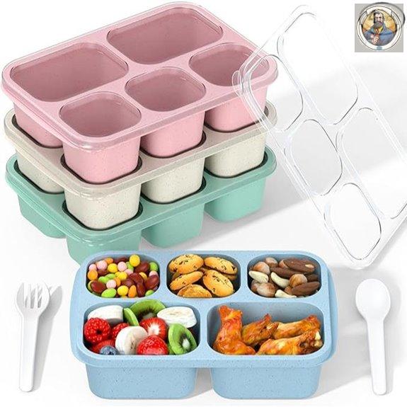 Adult Bento Lunch Box Set (4-Pack 5 Compartments)