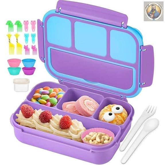 QQKO 4-Compartment Bento Lunch Box with Utensils
