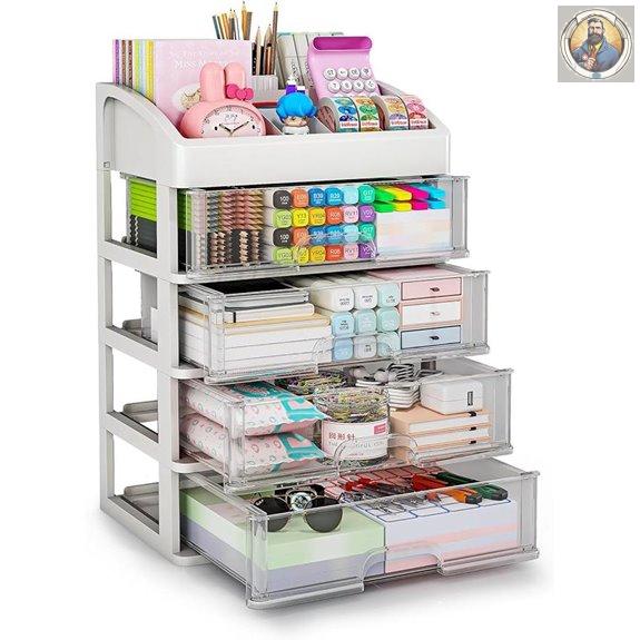 Desk Organizer with 4 Drawers for Office and School