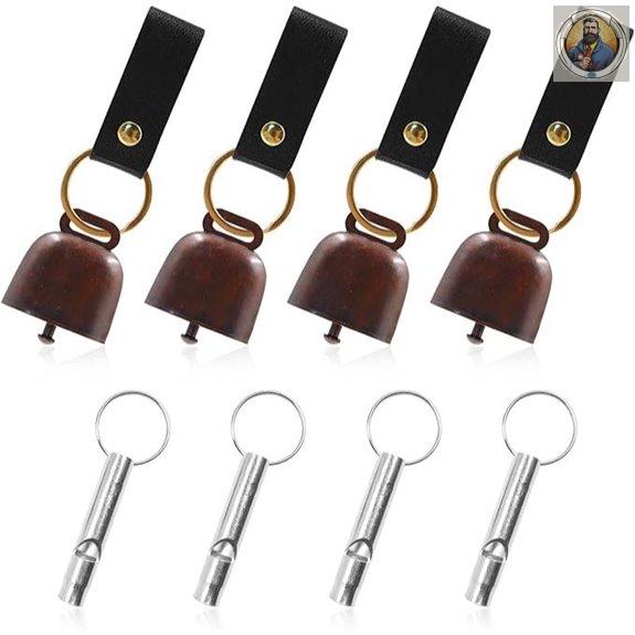 Bear Bells with Whistles and Keychains (4 Pack)