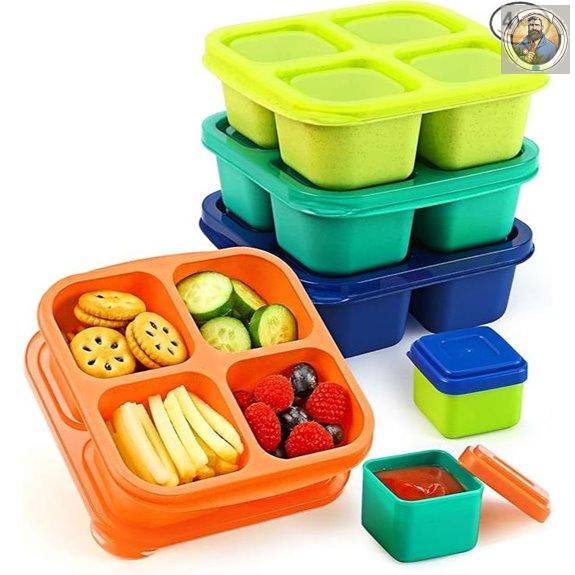 Caperci 4-Pack Bento Snack Containers with Leakproof Cups