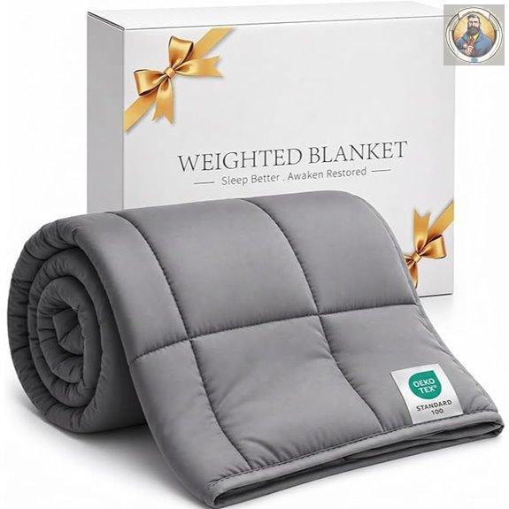 Smart Queen Weighted Blanket (5lbs Grey) for All Seasons