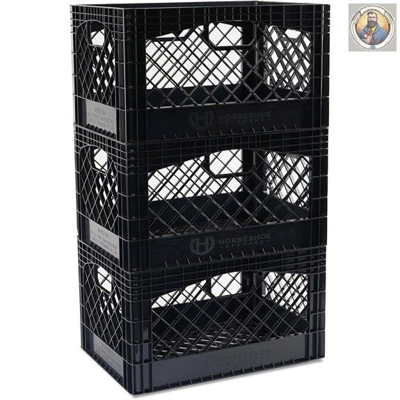 Stackable Milk Crates 3 Pack Heavy Duty Plastic