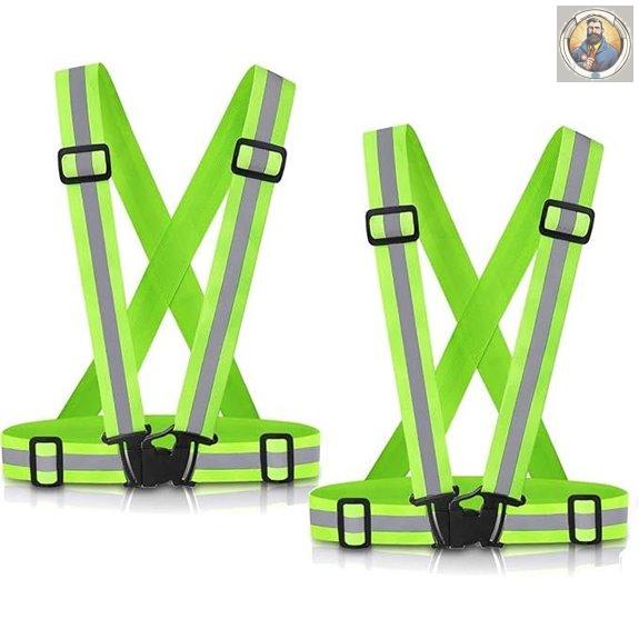 Reflective Running Vest Gear 2-Pack Adjustable High Visibility