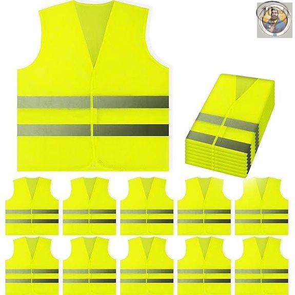 PeerBasics Safety Vests 10 Pack - High Visibility Reflective