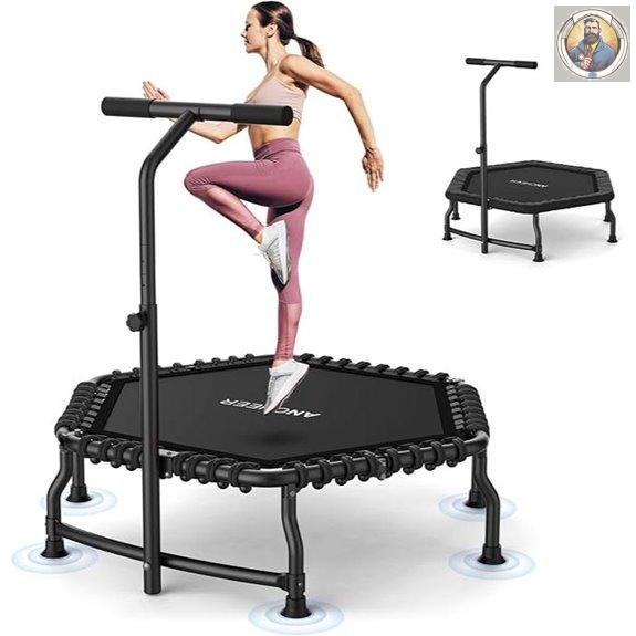 ANCHEER 50 Indoor Fitness Trampoline with Bar
