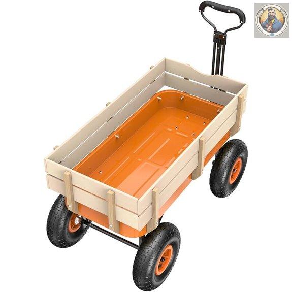 VINGLI Kids Cargo Wagon with Turf Tires (Red/Orange)