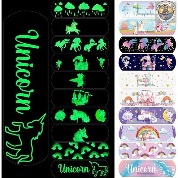 Glow in the Dark Kids' Bandages – Unicorn Waterproof Flexible