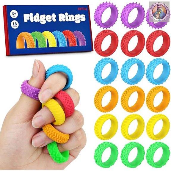 Silicone Fidget Rings for Kids (18 Pack)