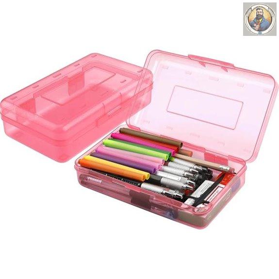 Large Capacity Clear Pencil Box with Snap Lid